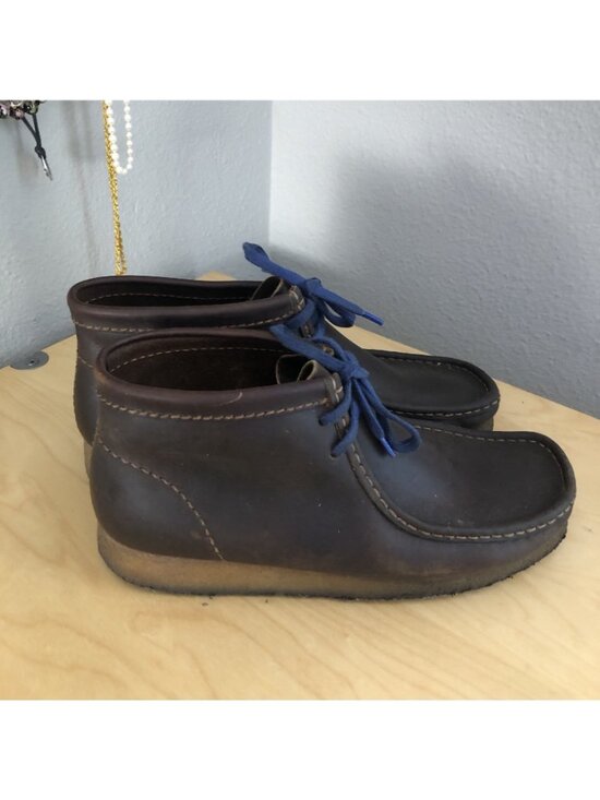 Clarks Originals Brown Waxed Leather Wallabee Boots Mens US 9 Women US 10.5 MINT main image 4